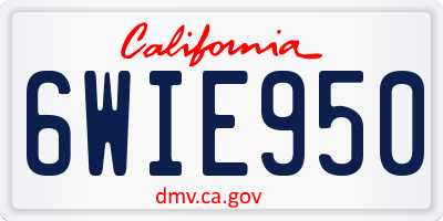 CA license plate 6WIE950