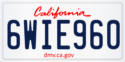 CA license plate 6WIE960
