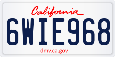 CA license plate 6WIE968