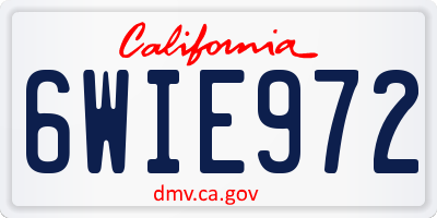 CA license plate 6WIE972