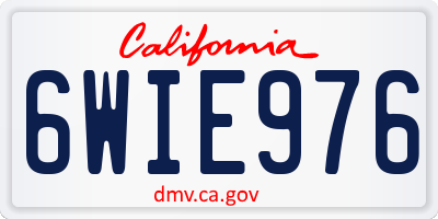 CA license plate 6WIE976