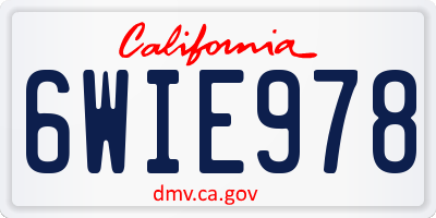 CA license plate 6WIE978