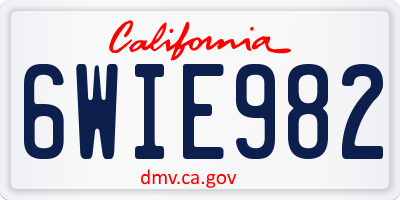 CA license plate 6WIE982