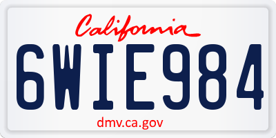 CA license plate 6WIE984