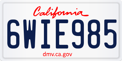 CA license plate 6WIE985