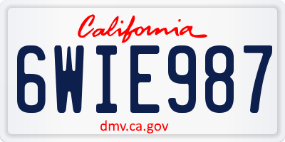 CA license plate 6WIE987