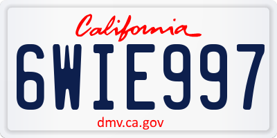 CA license plate 6WIE997