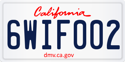 CA license plate 6WIF002