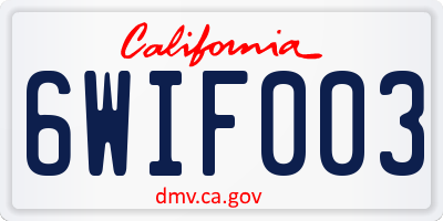CA license plate 6WIF003