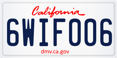 CA license plate 6WIF006