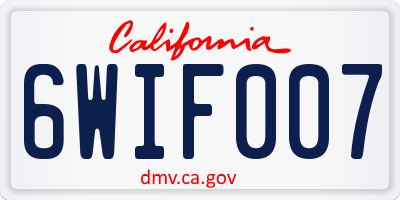 CA license plate 6WIF007