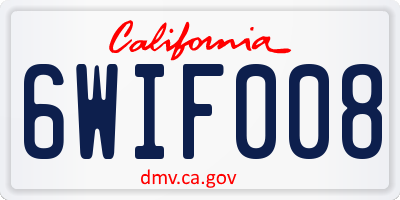 CA license plate 6WIF008