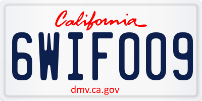 CA license plate 6WIF009