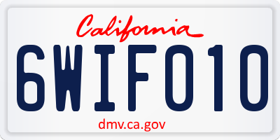 CA license plate 6WIF010