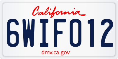 CA license plate 6WIF012