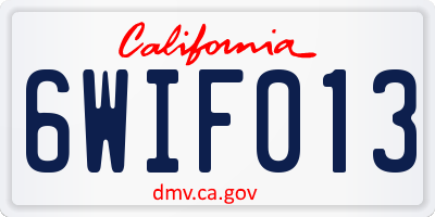 CA license plate 6WIF013