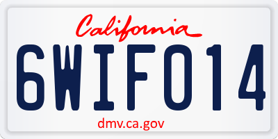 CA license plate 6WIF014