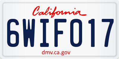 CA license plate 6WIF017