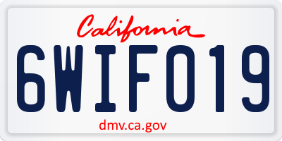 CA license plate 6WIF019