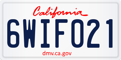 CA license plate 6WIF021