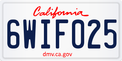 CA license plate 6WIF025