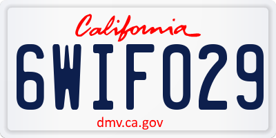 CA license plate 6WIF029