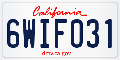 CA license plate 6WIF031