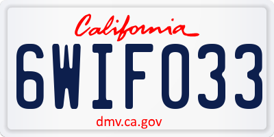 CA license plate 6WIF033