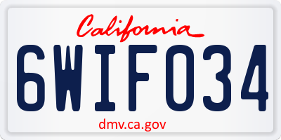 CA license plate 6WIF034