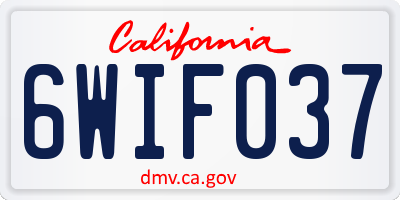 CA license plate 6WIF037