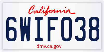 CA license plate 6WIF038