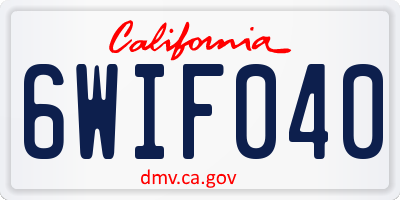 CA license plate 6WIF040