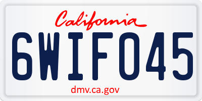 CA license plate 6WIF045