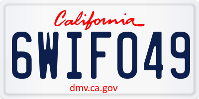 CA license plate 6WIF049