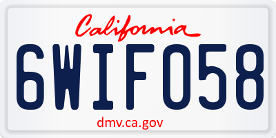 CA license plate 6WIF058