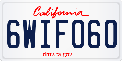 CA license plate 6WIF060