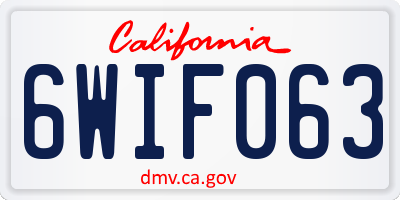 CA license plate 6WIF063