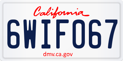 CA license plate 6WIF067