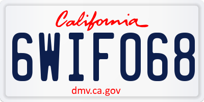 CA license plate 6WIF068