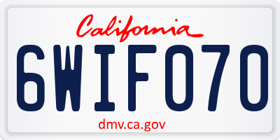 CA license plate 6WIF070