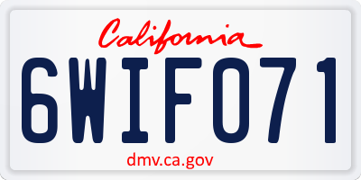 CA license plate 6WIF071