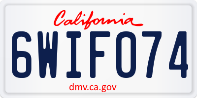 CA license plate 6WIF074