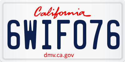 CA license plate 6WIF076