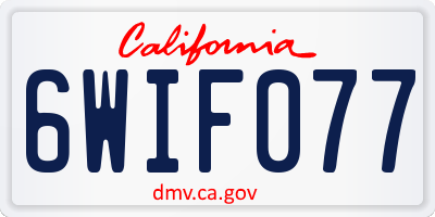 CA license plate 6WIF077