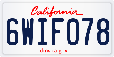 CA license plate 6WIF078
