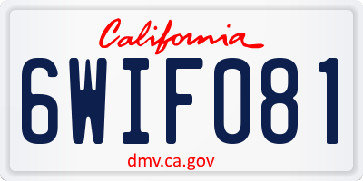 CA license plate 6WIF081