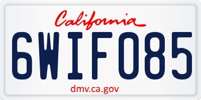 CA license plate 6WIF085