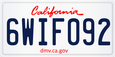 CA license plate 6WIF092