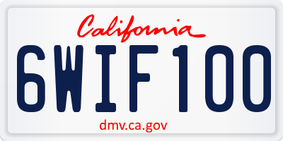 CA license plate 6WIF100