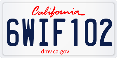 CA license plate 6WIF102